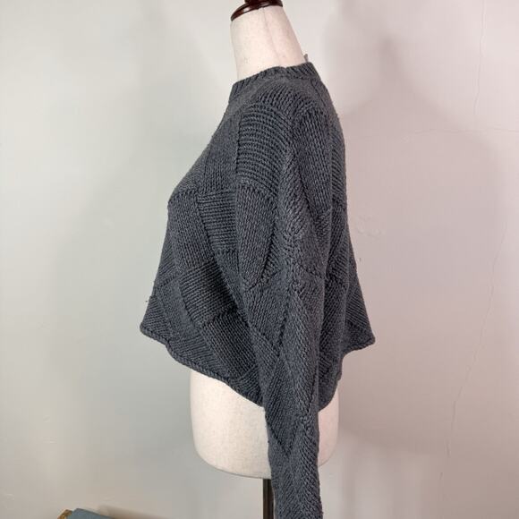 JW Anderson Basketweave Sweater Cropped Gray Leather Wool Size XS S Minimalist - Picture 4 of 12